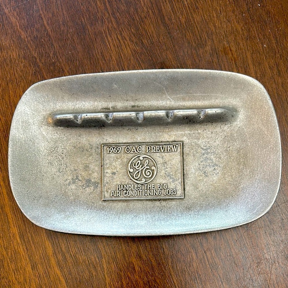 Vintage GE Pewter Ashtray. Good Used Condition. Wilton Armetele.